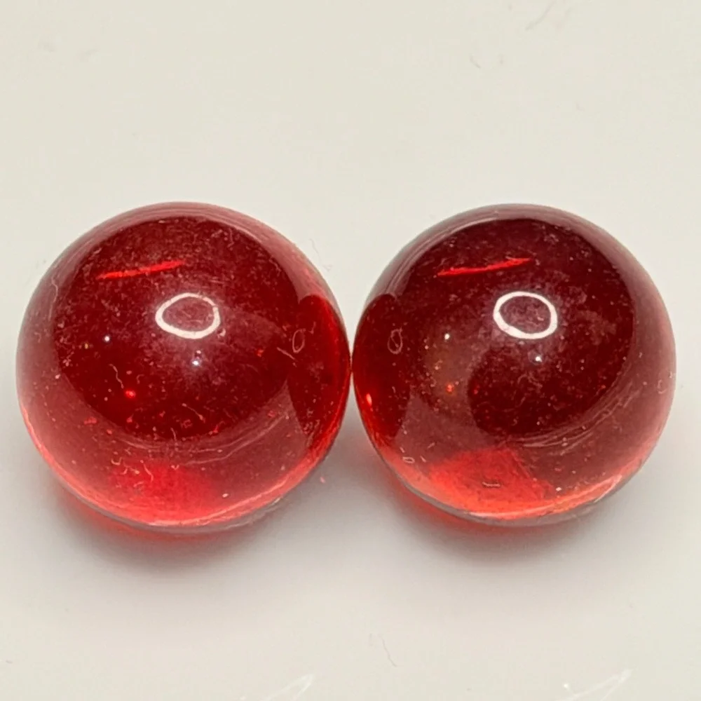 Vintage Red Glass Marbles Pair – Translucent Ruby Style - Garage Find